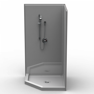 Multi-piece Curbed 42" X 42" X 80 1/2" Shower | Curbed Threshold, 5" Curb Height | 3LBNS4242FB.V2