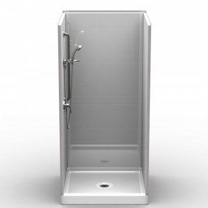 Multi-piece Curbed 38 1/2" X 37 1/4" X 80 1/4" Shower | Curbed Threshold, 4.75" Curb Height | 4LBS3838FB.V2