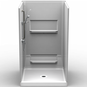 Multi-piece Curbed 48" X 48" X 81 1/2" Shower | Curbed Threshold, 6" Curb Height | 4LBS4848.V2