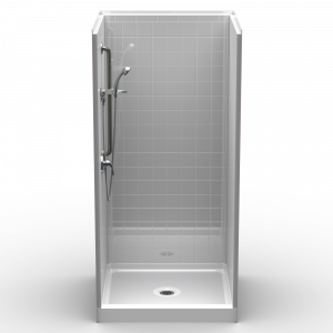 Multi-piece Curbed 38 1/2" X 37 1/4" X 81 1/4" Shower | Curbed Threshold, 4 3/4" Curb Height | 4LRS3838FB.V2