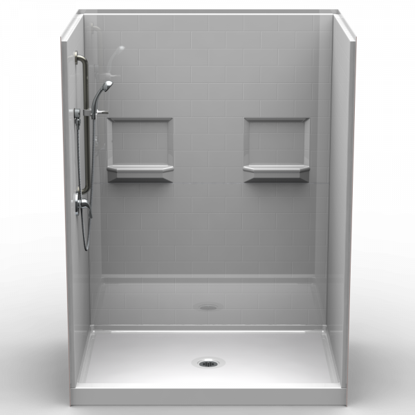 Multi-piece Curbed 60" X 42" X 81 1/2" Shower | Curbed Threshold, 6" Curb Height | 5LBS6042.V2