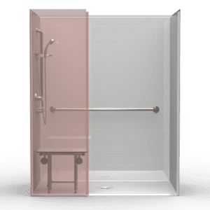 63"X37.25" Single-Piece Shower | Accessible | Center Shower | Compliant | Subway Tile 4x8 - LBS26337W*