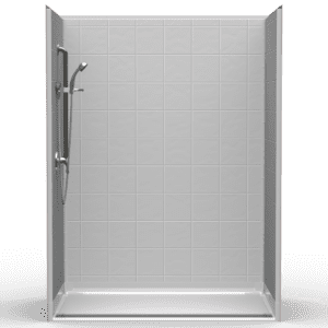 60"X36" Multi-Piece Shower | Accessible | Front Trench | Compliant | Eight Inch Tile - 5LES26036FB.V3*