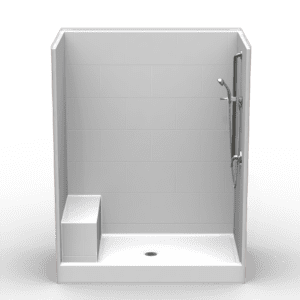 63"X37.5" Single-Piece Shower | Curbed | Compliant | Subway Tile 12x18 - LB3SS6337CP**