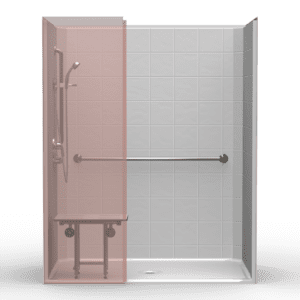 63"X37.5" Single-Piece Shower | Accessible | Center Shower | Compliant | Eight Inch Tile - LES26337W.V2*