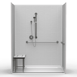 63"X37.5" Multi-Piece Shower | Accessible | Front Trench | Compliant | Eight Inch Tile - 5LES26337A.V3*