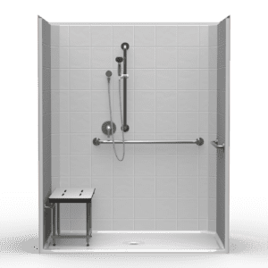 63"X37.5" Single-Piece Shower | Accessible | Center Shower | Compliant | Eight Inch Tile - LES26337A.V2*