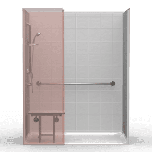 63"X37.5" Multi-Piece Shower | Accessible | Center Shower | Compliant | Eight Inch Tile - 6LES26337W*