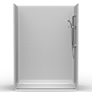 60"X32" Multi-Piece Shower | Accessible | Front Trench | Compliant | Subway Tile 4x8 - 5LBS26032FB.V3*