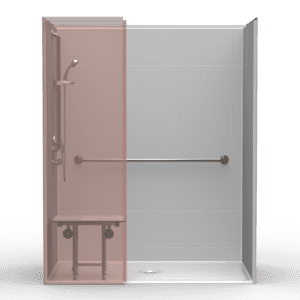 63"X37.5" Single-Piece Shower | Accessible | Center Shower | Compliant | Subway Tile 12x18 - LB3S26337W*