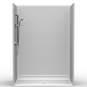 60"X34" Multi-Piece Shower | Accessible | Center Shower | Compliant | Subway Tile 4x8 - 5LBS6034FB*