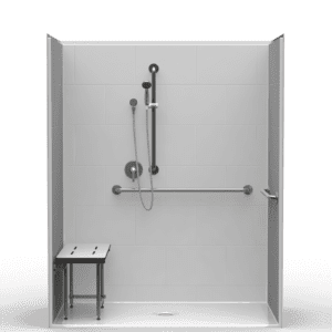 63"X37.5" Single-Piece Shower | Accessible | Center Shower | Compliant | Subway Tile 12x18 - LB3S26337A*