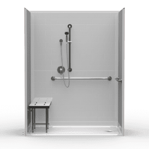 63"X31.5" Multi-Piece Shower | Accessible | End Shower | Compliant | Subway Tile 4x8 - 5LBS6331E*