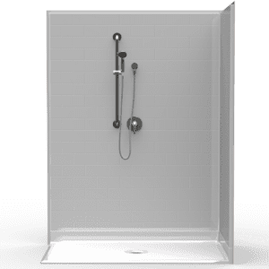 60"X48" Multi-Piece Shower | Accessible | Center Shower | Subway Tile 4x8 - 3LBSC6048FB.V2*
