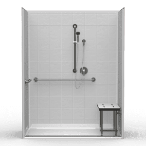 63"X31.5" Multi-Piece Shower | Accessible | Front Trench | Compliant | Eight Inch Tile - 5LES26331A.V3*