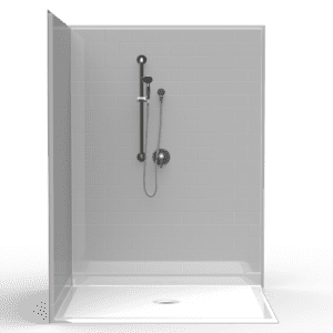 60"X60" Multi-Piece Shower | Accessible | Center Shower | Compliant | Subway Tile 4x8 - 3LBSC6060FB*