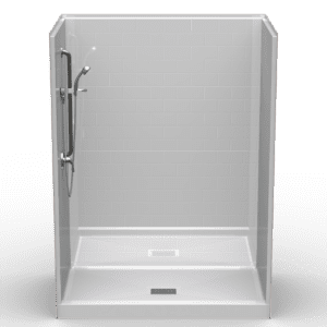 60"X34" Multi-Piece Shower | Curbed | Center Square | End Square | Compliant | Subway Tile 4x8 - 5LBS6034FBSQ.V2*