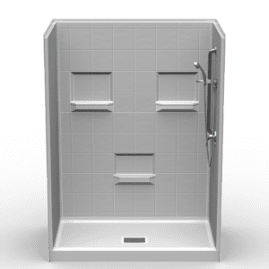 60"X36" Multi-Piece Shower | Curbed | Compliant | Eight Inch Tile - 5LES6036SQ.V2**