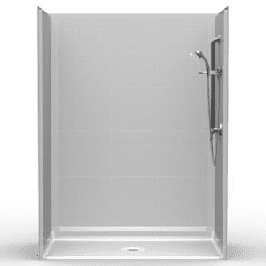 60"X32" Multi-Piece Shower | Accessible | Center Shower | Compliant | Subway Tile 4x8 - 5LBS6032FB*
