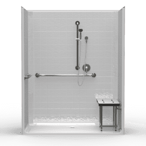 63"X33" Single-Piece Shower | Accessible | Rear Shower | Compliant | Classic Tile - LCS26333R*