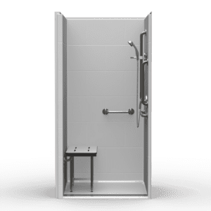 40.25"X38" Single-Piece Shower | Accessible | Front Trench | Compliant | Subway Tile 12x18 - LB3S24038A.V3*