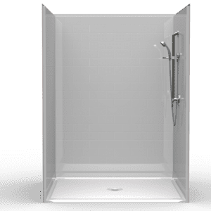 60"X60" Multi-Piece Shower | Accessible | Center Shower | Compliant | Subway Tile 4x8 - 4LBS6060FB*