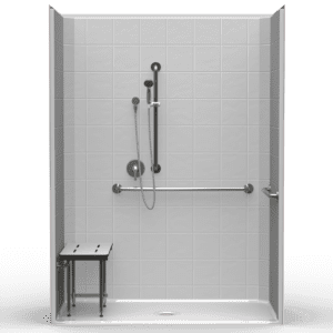 63"X33" Single-Piece Shower | Accessible | Center Shower | Compliant | Eight Inch Tile - XES26333A*