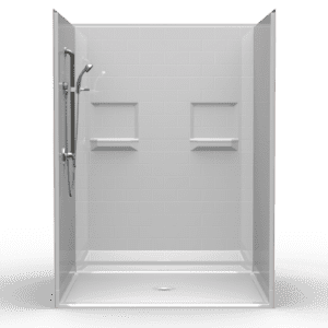 60"X60" Multi-Piece Shower | Accessible | Center Shower | Compliant | Subway Tile 4x8 - 5LBS6060B*