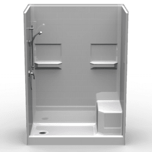 60"X32" Multi-Piece Shower | Curbed | End Shower | Compliant | Subway Tile 4x8 - 4LBSS6032*