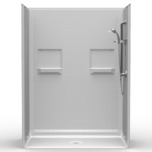 60"X32" Multi-Piece Shower | Accessible | Center Shower | Compliant | Subway Tile 4x8 - 5LBS6032B*