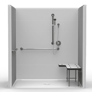 73.5"X47" Single-Piece Shower | Accessible | Center Shower | Compliant | Subway Tile 12x18 - LB3S27347A*