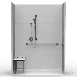 63"X34" Single-Piece Shower | Accessible | Rear Square | Compliant | Subway Tile 12x18 - XB3S26334RSQ*