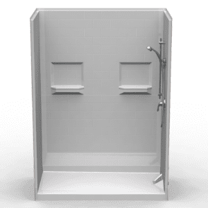 60"X30" Multi-Piece Shower | Curbed | End Side-Discharge | Subway Tile 4x8 - 5LBS6030BSD25T*