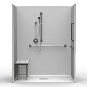 63"X39" Single-Piece Shower | Accessible | Center Square | Compliant | Subway Tile 12x18 - LB3S26339ASQ*
