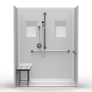 63"X31.5" Multi-Piece Shower | Accessible | Front Trench | Compliant | Subway Tile 4x8 - 5LBOS26331A.V3*