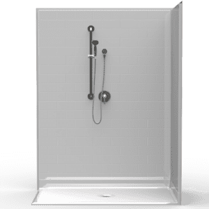 60"X36" Multi-Piece Shower | Accessible | Curbed | Center Shower | Subway Tile 4x8 - 3LBSC6036FB.V2*
