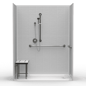 63"X31.5" Multi-Piece Shower | Accessible | End Shower | Compliant | Eight Inch Tile - 5LES6331E*