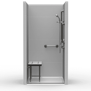 40.25"X38" Single-Piece Shower | Accessible | Front Trench | Compliant | Subway Tile 12x18 - LB3S24238A.V3*