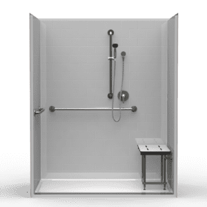 63"X37.5" Single-Piece Shower | Accessible | Front Trench | Subway Tile 4x8 - LBS26337A.V3*