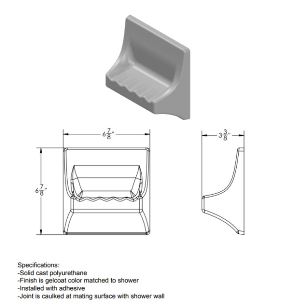 Fiberglass Surface Mount Soap Dish - Image 4