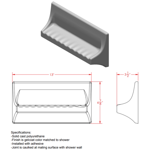 Fiberglass Surface Mount Soap Dish - Image 2
