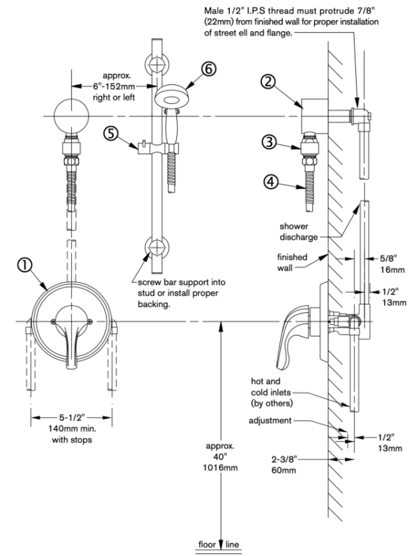 Symmons Valve and Glide Bar Handheld Kit - Image 2