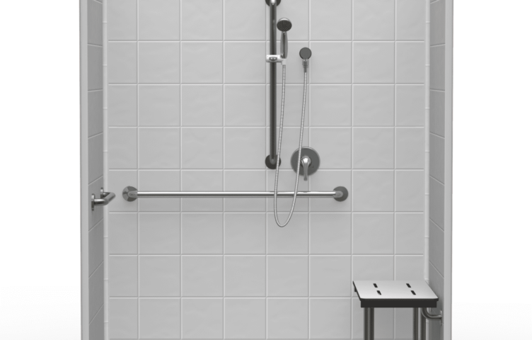 63″X31.5″ Multi-Piece Shower | Accessible | Front Trench | Compliant | Eight Inch Tile – 5LES26331A.V3*