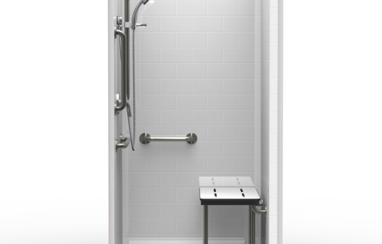 40.5″X37.25″ Multi-Piece Shower | Accessible | Front Trench | Compliant | Subway Tile 4×8 – 4LBS24038A.V3*