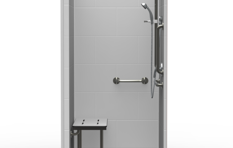 40.25″X38″ Single-Piece Shower | Accessible | Front Trench | Compliant | Subway Tile 12×18 – LB3S24038A.V3*